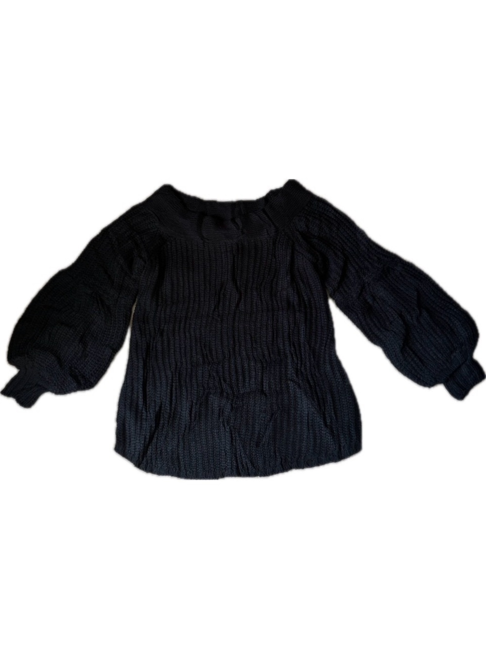 NWT PPLA Black Chunky Knit Sweater XS/S Ramie Cotton Blend